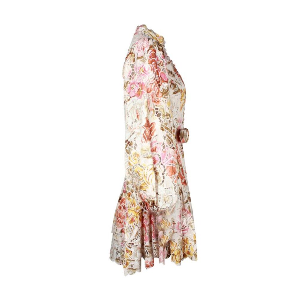 Zimmermann Bonita Floral-Print Broderie Anglaise Belted Mini Dress in Multicolor - Picture 2 of 5